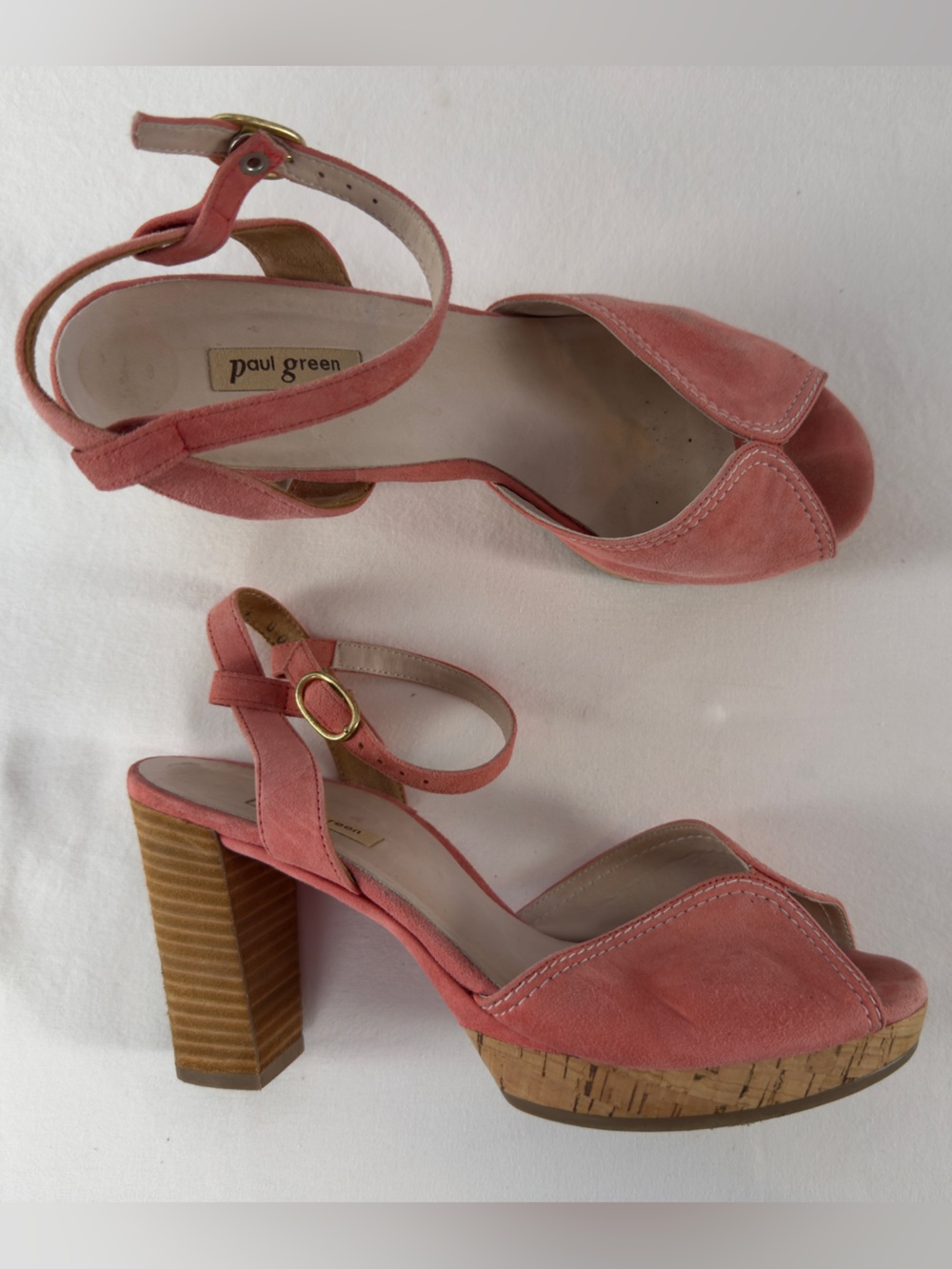 Paul Green Rose Suede Platfom Heels Party Pink Size 8.5